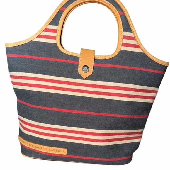 Burberry Handbags - Burberry Blue Label Red White And Blue Striped Tote